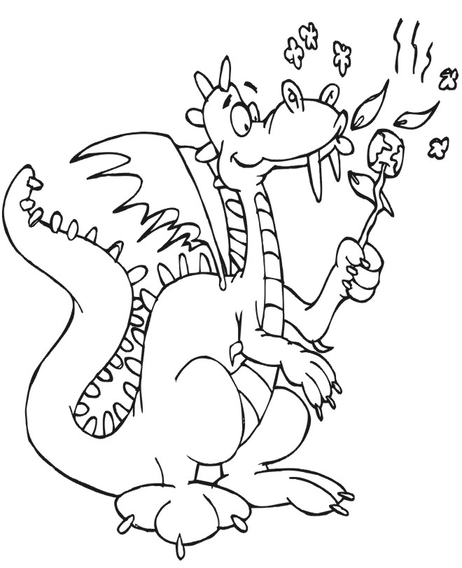 Dragon Coloring Page: fire breathing dragon
