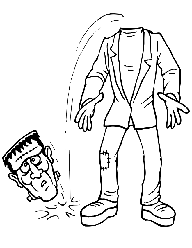 Frankenstein coloring page: Losing his head