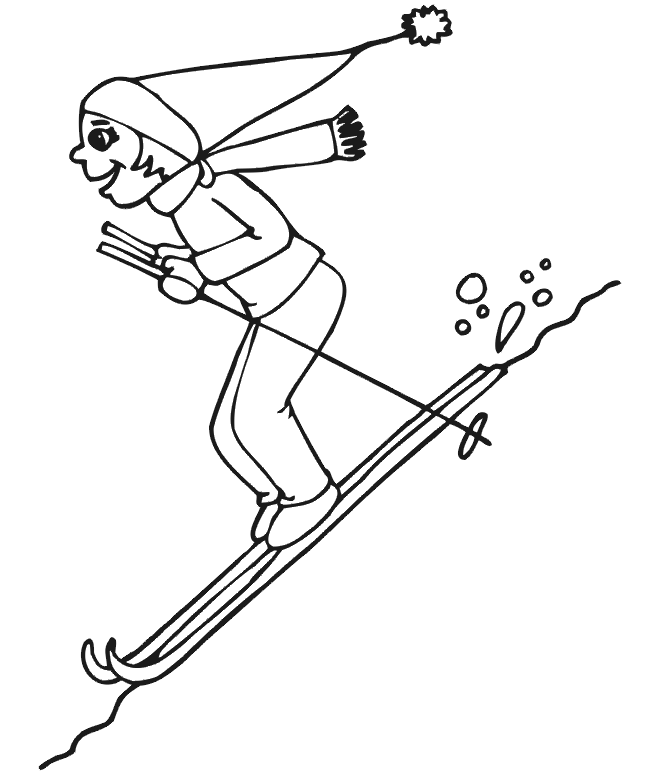 Skiing Coloring Page: Downhill Skier