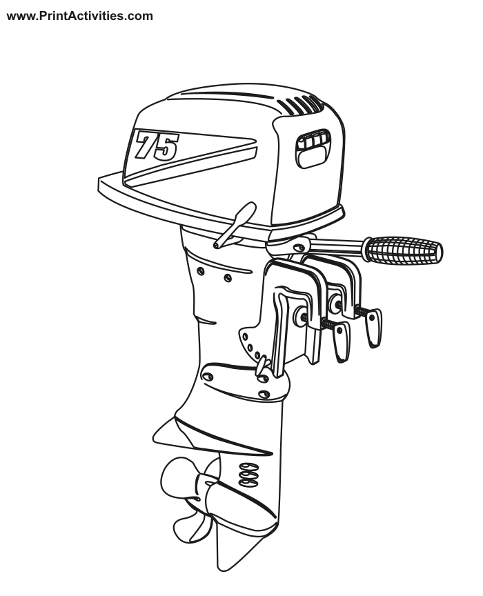 Outboard Motor Coloring Page.