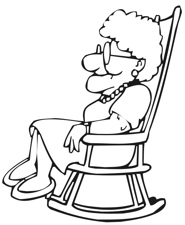 Grandma coloring page of a grandmother sitting in his chair