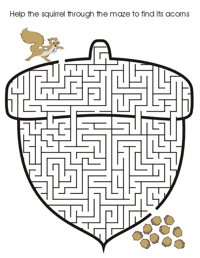 Fall Maze: Help the squirrel find its acorns