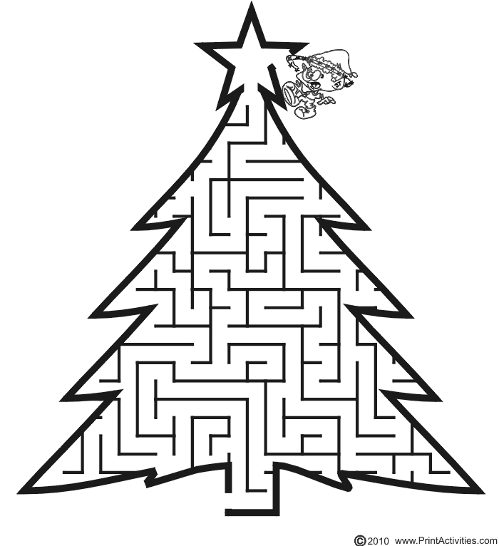 Free Printable Christmas Maze Tree Christmas Maze Christmas Worksheets Free Christmas Printables
